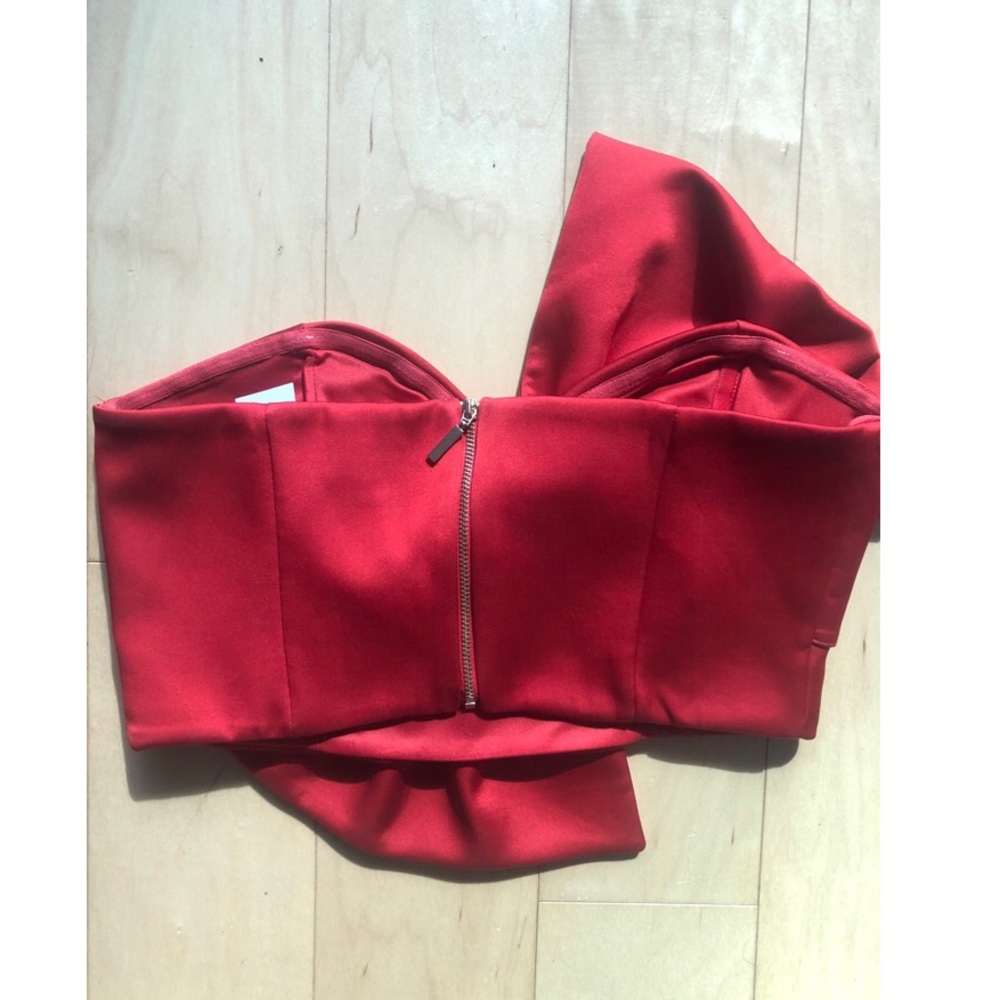 🆕 River Island Red Oversized Bow Crop Top - Picture 12 of 12